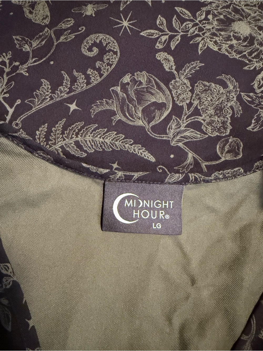 NWT Midnight Hour Women’s L Goth witchy botanical print V-neck Midi Dress - Picture 8 of 12